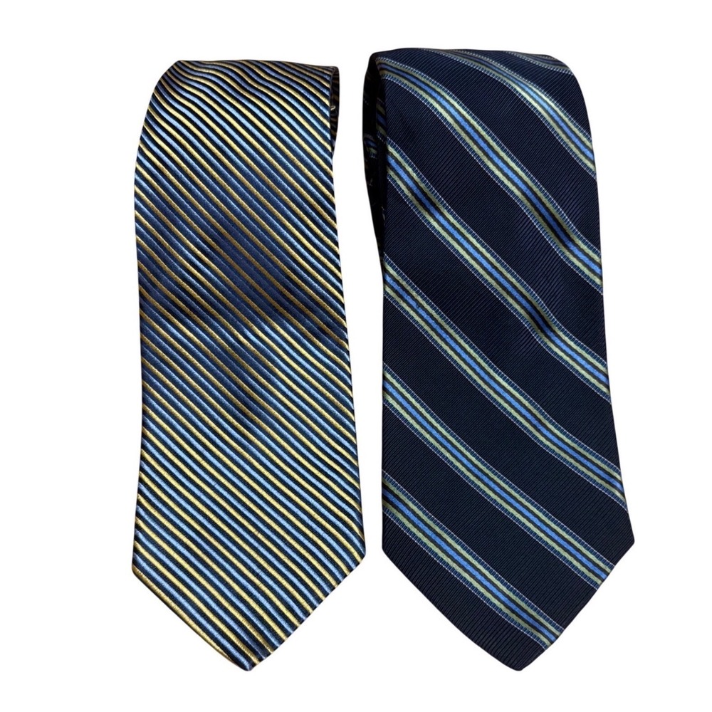 Brooks Brothers Silk Ties Bundle of 2 Classic Stripes 346 & Makers Blue USA Made